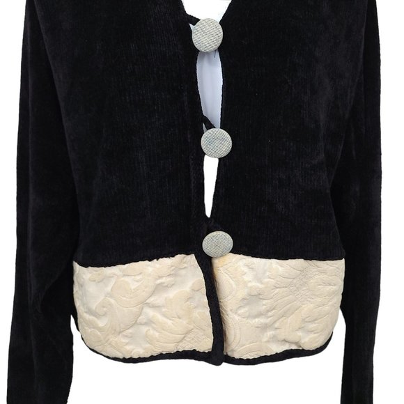 Womens XL Short Jacket NO SIZE TAG Cropped Boho Brocade Loop Button Closure - Picture 6 of 13